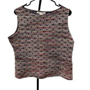 Dressbarn Multicolor Red Black Gray Tweed Sleeveless Top